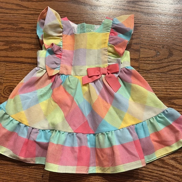Bonnie baby girl pastel plaid spring flutter dress ruffled  button back 6-9 MO - Picture 9 of 9